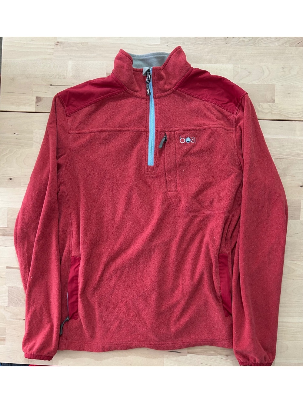 Bozi Red & Blue Half-Zip Technical Fleece Pullover Jacket - Size M